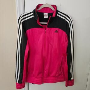 Adidas Full Zip Track Jacket Sz M Sporty Athletic Hot Pink Y2K Skater Blok